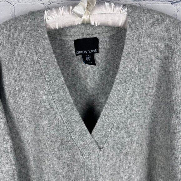 Cynthia Rowley Women's Surplice V-Neck Collar Tunic Sweater, Size Medium, Grey - Picture 5 of 10